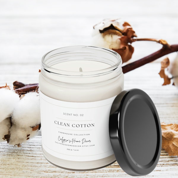 Clean Cotton Soy Candle | Clean Cotton | Farmhouse Home Decor | Scented Candle | Soy Candle | Housewarming Gifts | Gifts For Mom