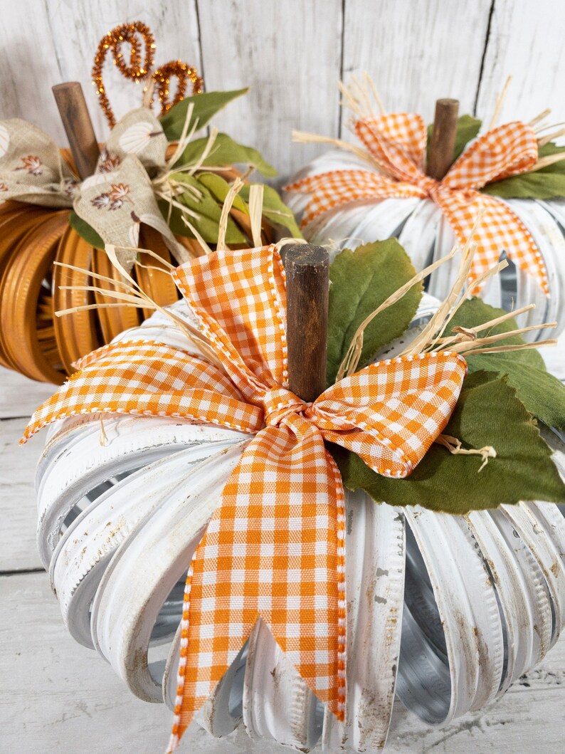Mason Jar Lid Pumpkins Canning Jar Lid Pumpkin White Etsy