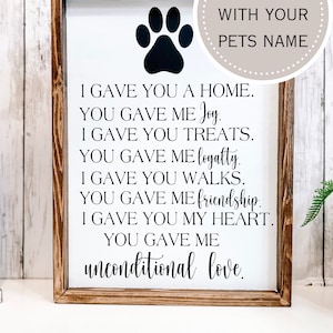 Personalized Pet Memorial Sign: Dog Cat Loss Gift