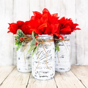 Bauernhaus Mason Jars Herzstück | Bauernhaus Wohndekor | Weihnachtsdekor | Weihnachten Tischdekoration