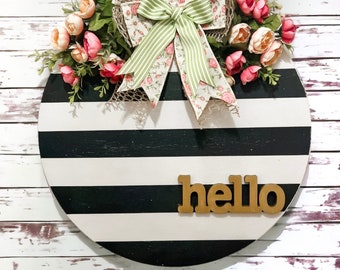 Front Door Decor, Hello Door Hanger, Front Door Sign, Spring Door Wreath, Summer Front Door Wreath, Housewarming Gift, Front Door Decoration