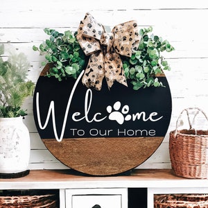 Décoration pour porte d&#39;entrée, accroche-pieds patte de chien/chat, Couronne toute l&#39;année, chien, accroche-crochet de porte pour chien, guirlande de porte, enseigne chien drôle, enseigne de porte de chien, chat