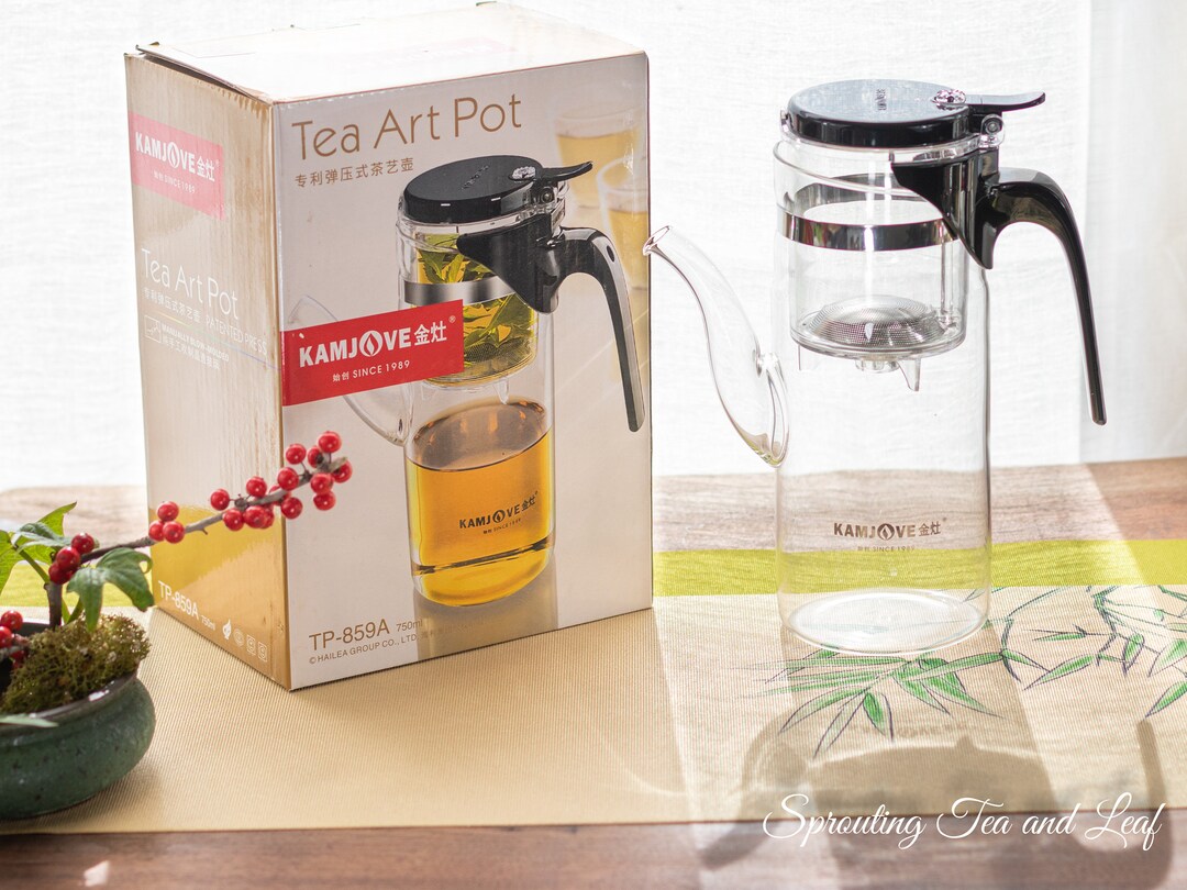 Kamjove New Patented Press Portable Tea Art Pot Hand Blow Glass W