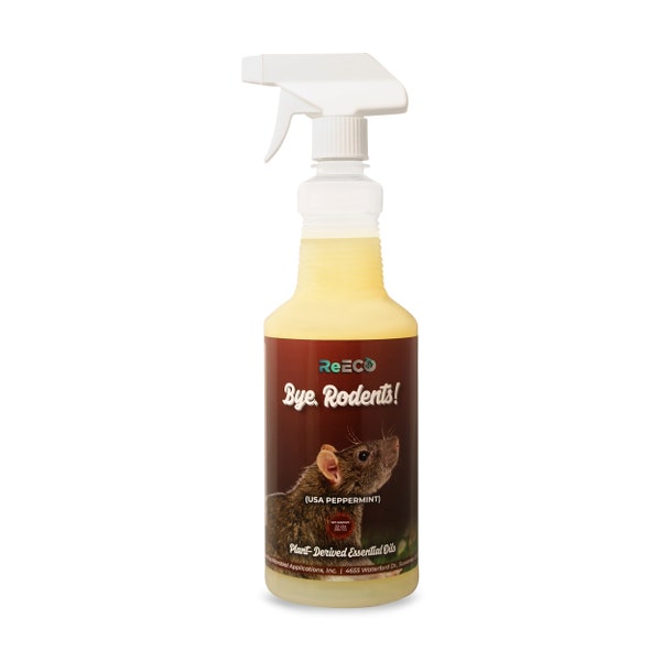 ReECO - Bye Rodents! US Peppermint Oil. Repels Mice Rodents Spiders with Fresh Scent that Lasts (32oz RTU)