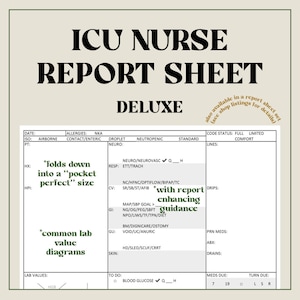 ICU Nurse Report Sheet - Deluxe