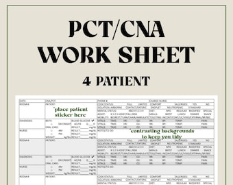 Cna/pca/pct/nurse Assistant Report Sheet - Etsy