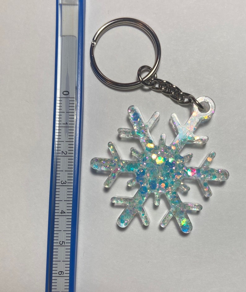 Snowflake Keychain, Christmas Keychain, Winter Keychain image 2