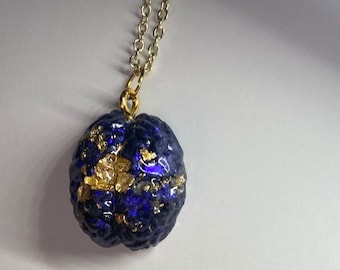 Purple and Gold Brain Pendant, Brain Necklace, Resin Pendants