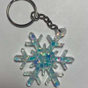 Snowflake Keychain, Christmas Keychain, Winter Keychain image 1