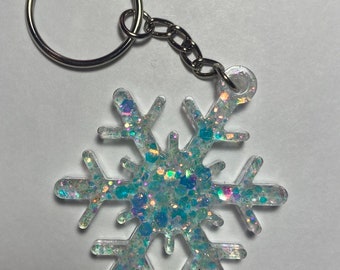 Snowflake Keychain, Christmas Keychain, Winter Keychain