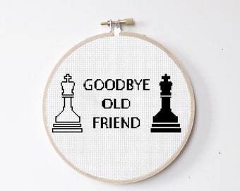 Charles and Erik, Chess, Goodbye Old Friend, Cross Stitch Pattern Digital Purchase Online
