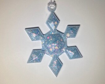 Light Blue Snowflake Ornament, Christmas Ornament, Winter Ornament