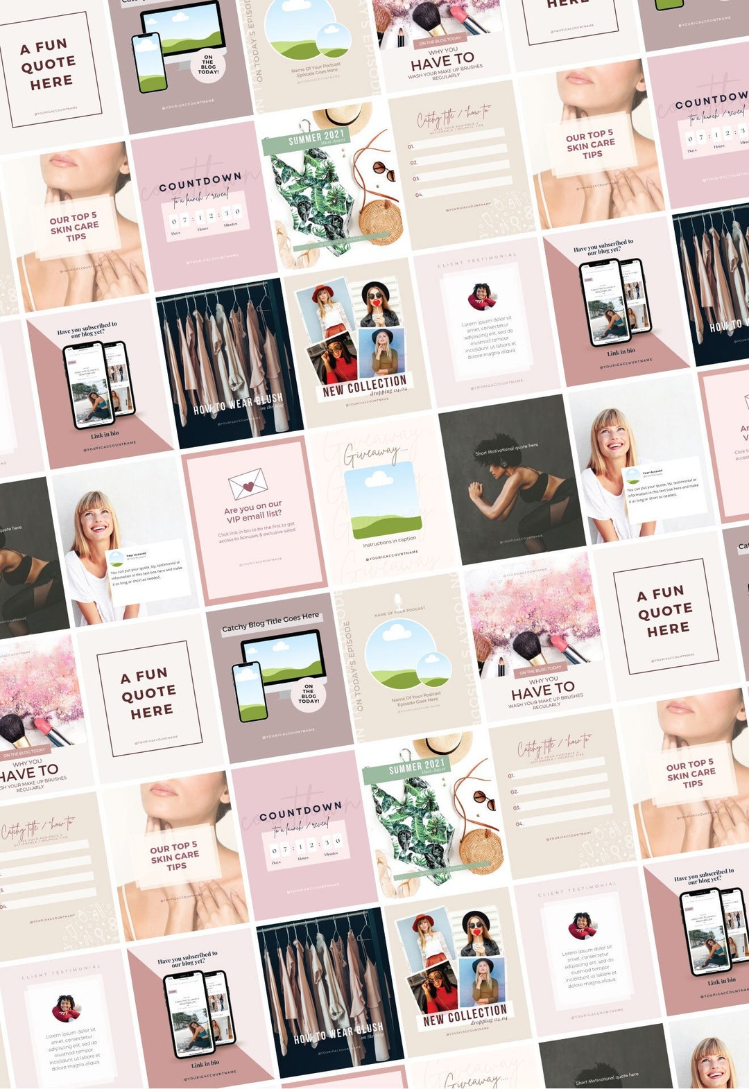 Canva Templates for Social Media / Female Influencer / Beauty Blogger ...
