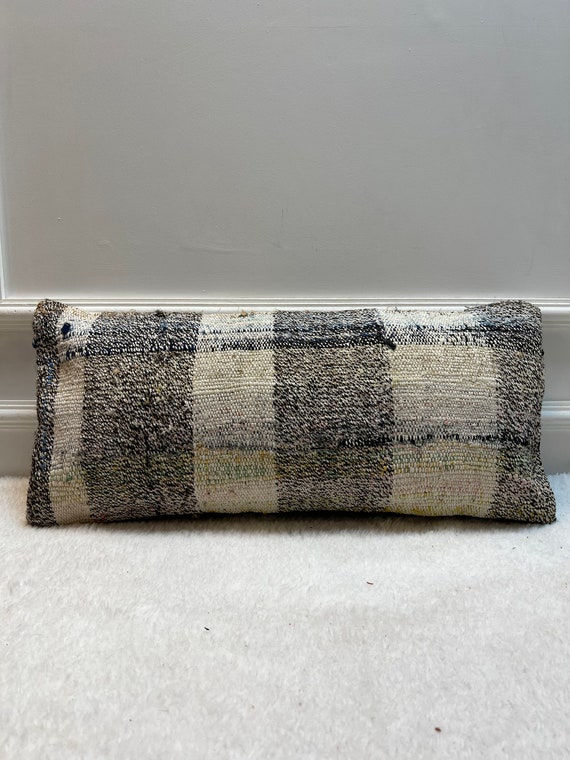 Vintage Lumbar Throw Pillow Grey Pillow Cover 12x26 Pillow Cover Boho Lumbar Pillow Outdoor Pillow Long Bed Pillow Etsy Canada