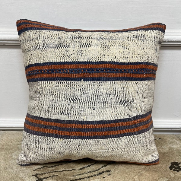 handmade couch pillow, 16x16 kilim pillow, decorative pillow, turkish pillow, boho throw pillow, vintage pillow, aztec pillow, bed decor