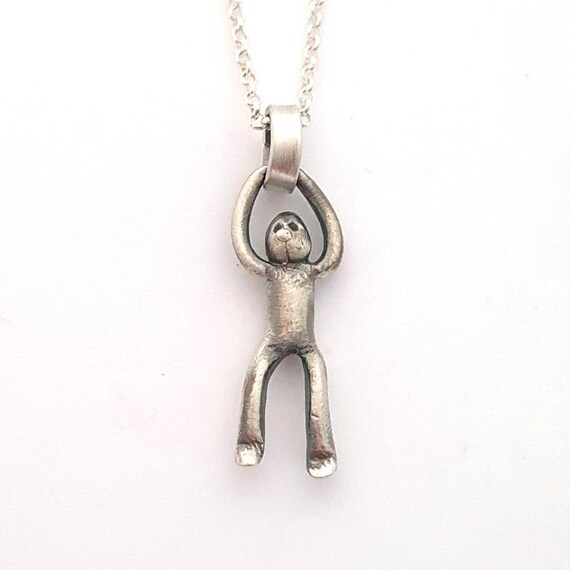 People Pendant Solid Silver Sterling Silver Necklace Little Man