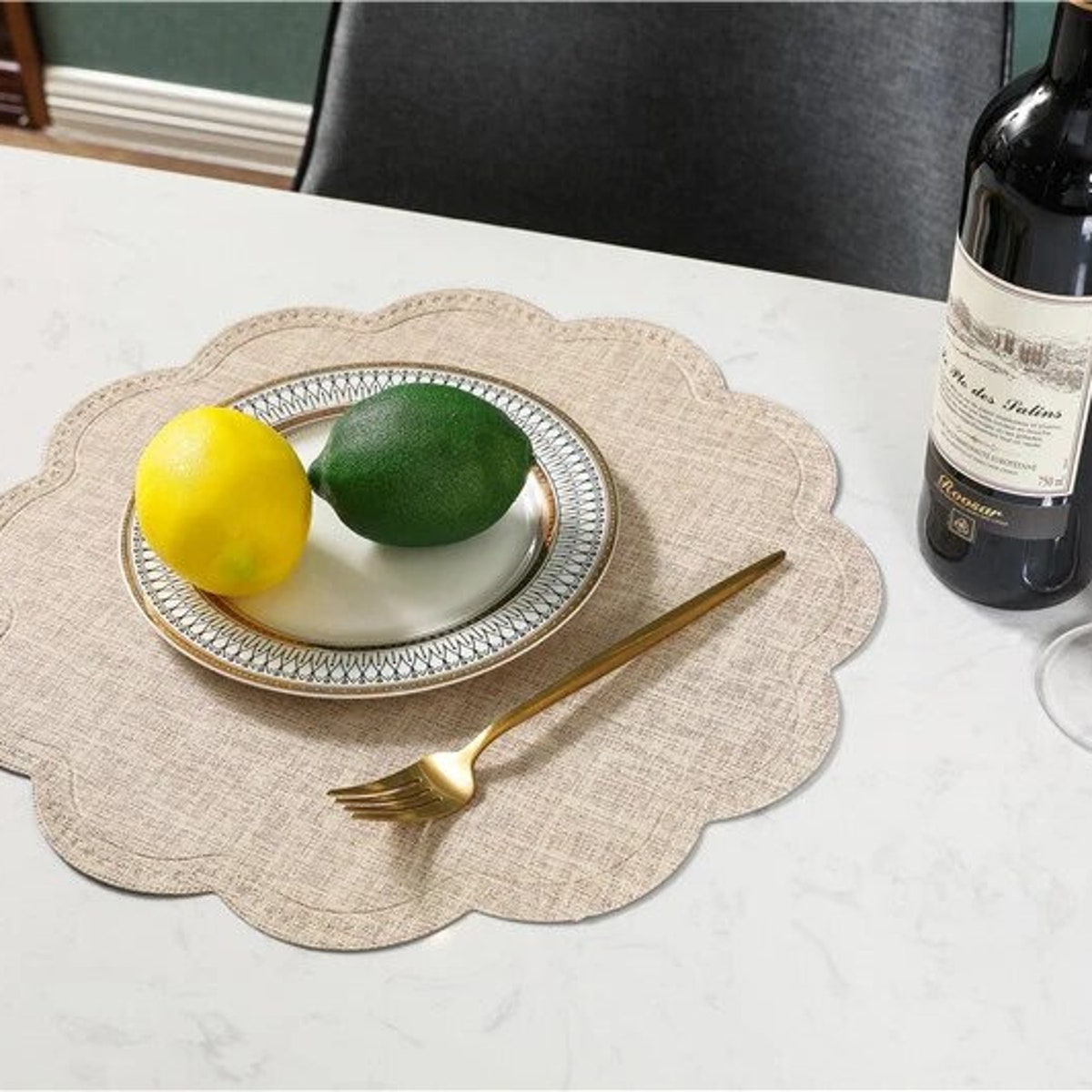 Flower-shaped Placemat Set 6pcs Elegant Look PU Placemats Unique Shape Waterproof Placemats - Etsy