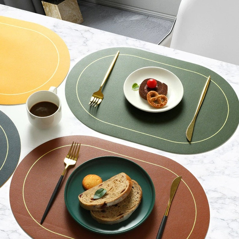 Doublesided Color PVC Leather Waterproof & Oilproof Placemats A Set