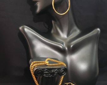 2pc Gold Jewerly Set *SPEC PRICE* 7in Snake Bracelet Double Strands, 1in Hoops. Hygienic,durable, Hypoallergenic. Stylish. Modern Jewelry.