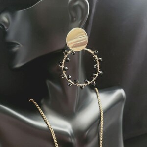 Gold Circle Seed Beaded Hoops, 2.5in, Stud with Ear Post.  Hygienic,durable and Hypoallergenic. Light wt. Trendy Earrings.