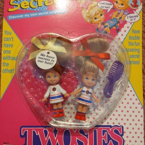 Vintage 1995 Mattel Li&#39;l Secrets Twosies - There is a Surprise in their Hair -UNOPENED Original Package Retro Gift for a Child or Collector