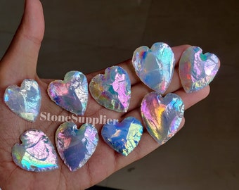 Opalite Aura Angel Coated Heart Angel Aura Opalite Heart Aura Angel Coated Crescent Heart Opalite Heart Jewelry Heart