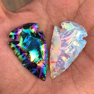Opalite Aura Angel Coated Arrowhead / Aero Head Angel Aura Opalite Arrowhead Aura Angel Coated Crescent Arrowhead Opalite Jewelry Arrowhead