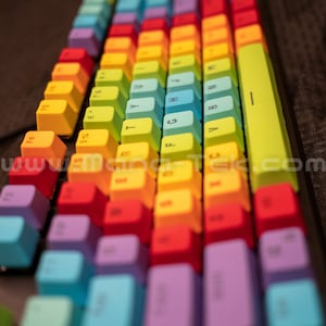 104 Custom Rainbow PBT Keycap Set for Cherry MX style switches. Backlit Keys. Colorful Mechanical Keyboard Mod. Keycaps Only. image 5