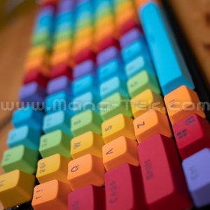 104 Custom Rainbow PBT Keycap Set for Cherry MX style switches. Backlit Keys. Colorful Mechanical Keyboard Mod. Keycaps Only. image 8