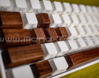 Wooden Keycaps OEM profile for mechanical keyboards with cherry style switches  ||  Real Walnut Wood carved and finished for custom keyboard