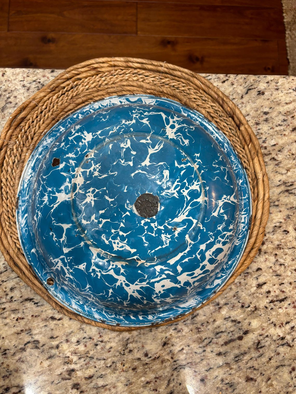 Vintage 1900's RARE Blue and White Spatterware, Spongeware Enamelware ...
