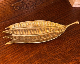Vintage RARE 1948 Stamped MCM Oscar Hansen Rare Brass Leaf, Mimosa Sea Pod Dish, Beautiful Detail
