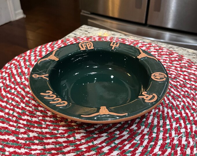 Vintage Pottery Frankoma Ranch Forest Green Soup or Salad Bowl