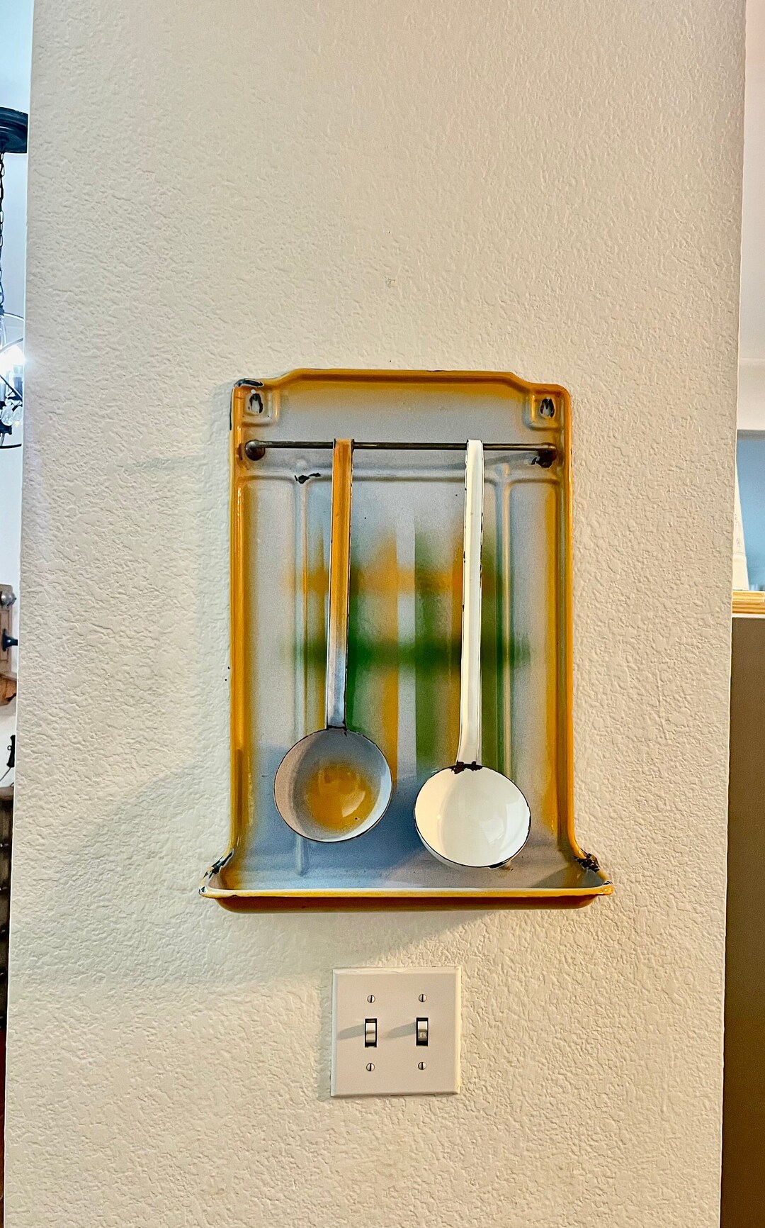 Vintage RARE 1930's Dutch Art Deco Enamelware Utensil Rack Orange and ...
