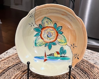 Vintage 1920's "Japan 2" Lusterware Handpainted Bowl, Floral Design, Yellow and Peach Porcelain Bowl