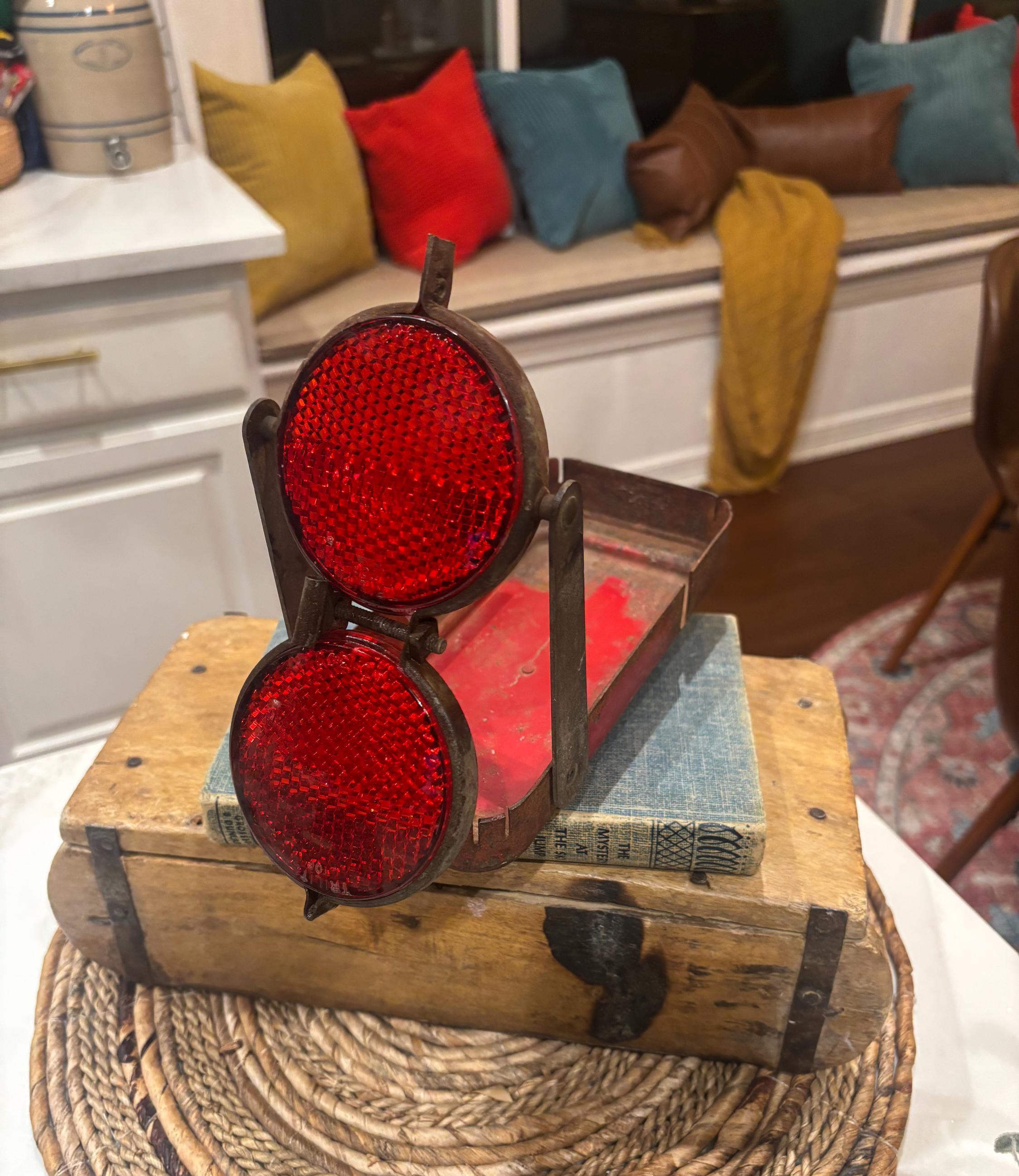 Vintage RARE 1940's Anthes Roadside Steel Metal Reflector Kit