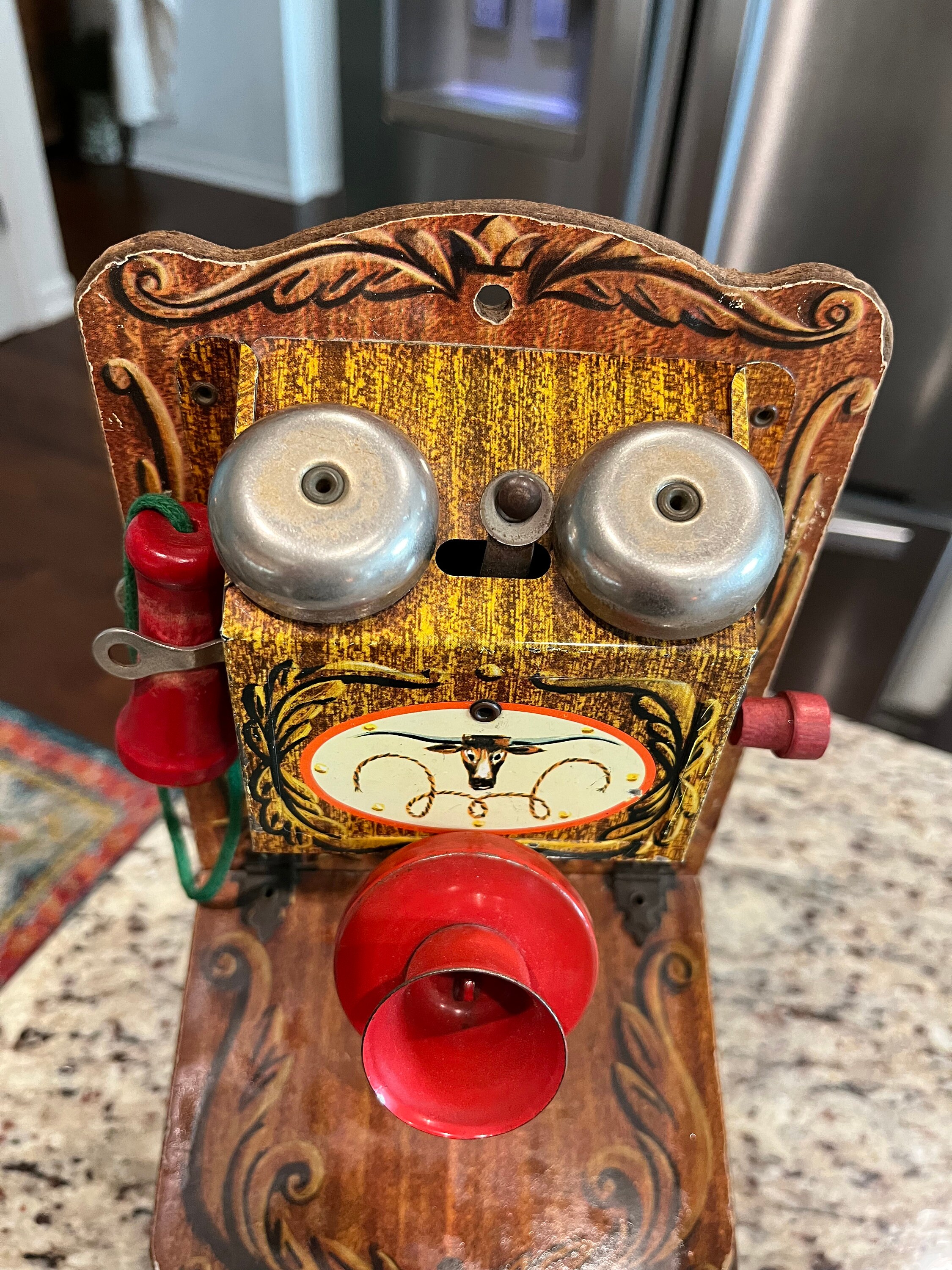 Vintage 1950s Gong Bell Toys Western Wall Telephone With Etsy