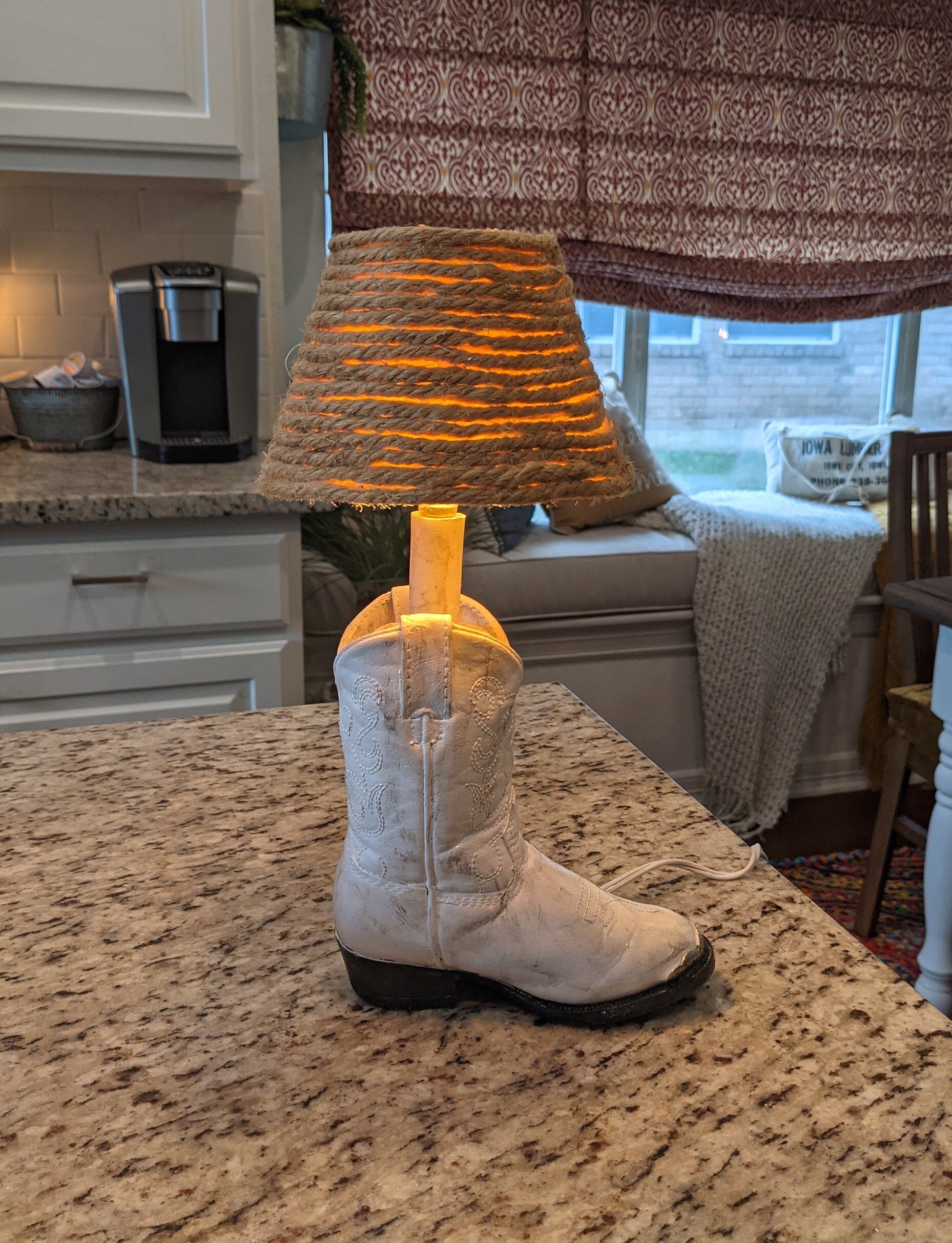 Western Decor Cute Child's Cowboy Boot Upcycled and Repurposed into a Great Little Lamp