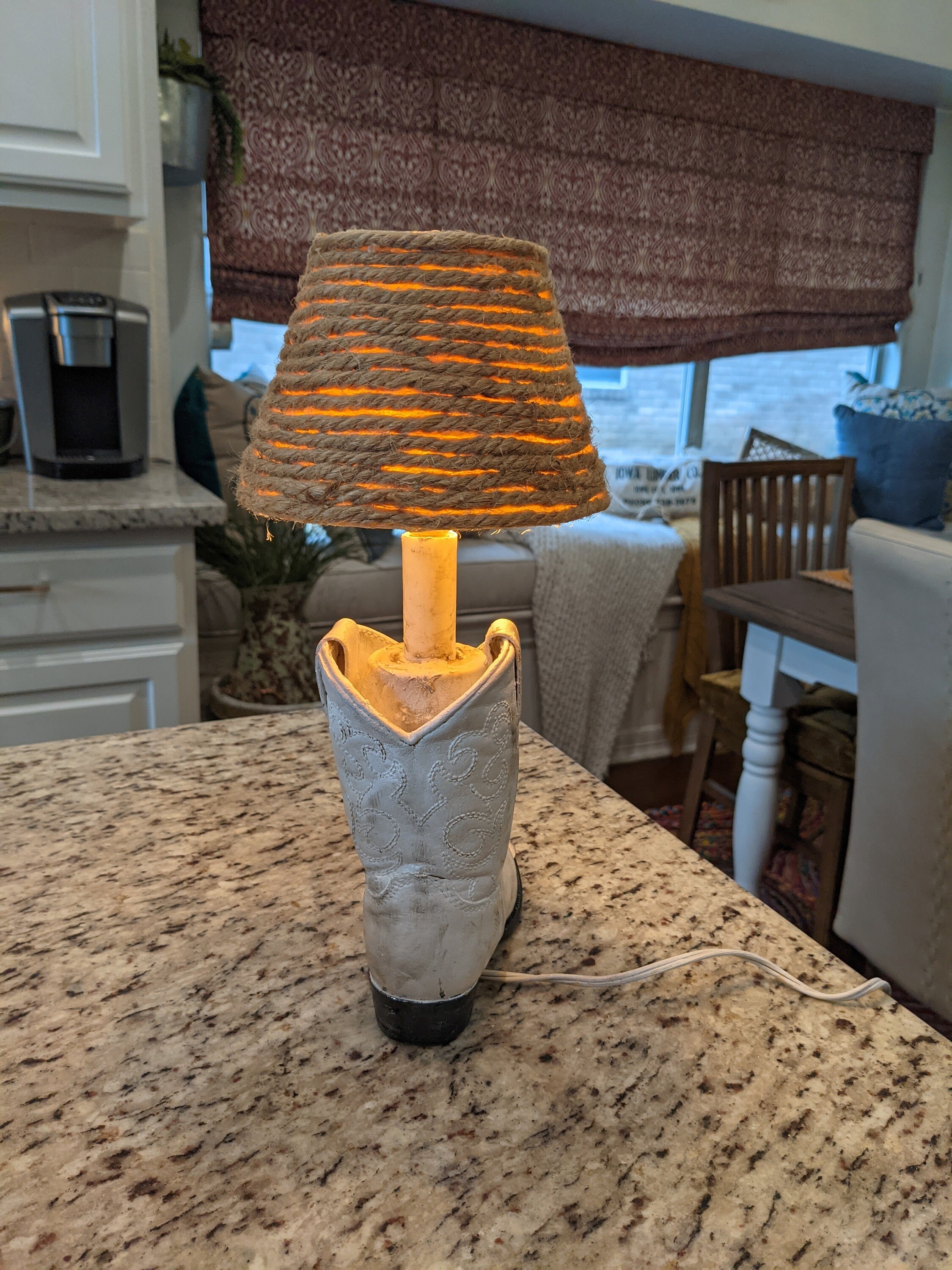 Western Decor Cute Child's Cowboy Boot Upcycled and Repurposed into a Great Little Lamp