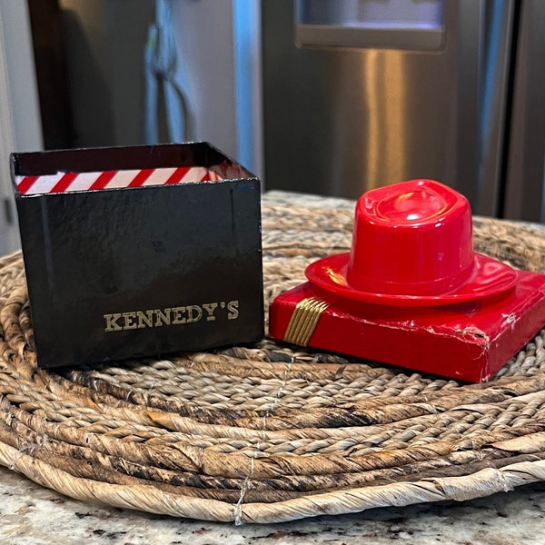 Vintage 1940's Boston Kennedy's Mens Department Store Advertising Stetson Box With Red Hat, Salesman Sample, Super Cute