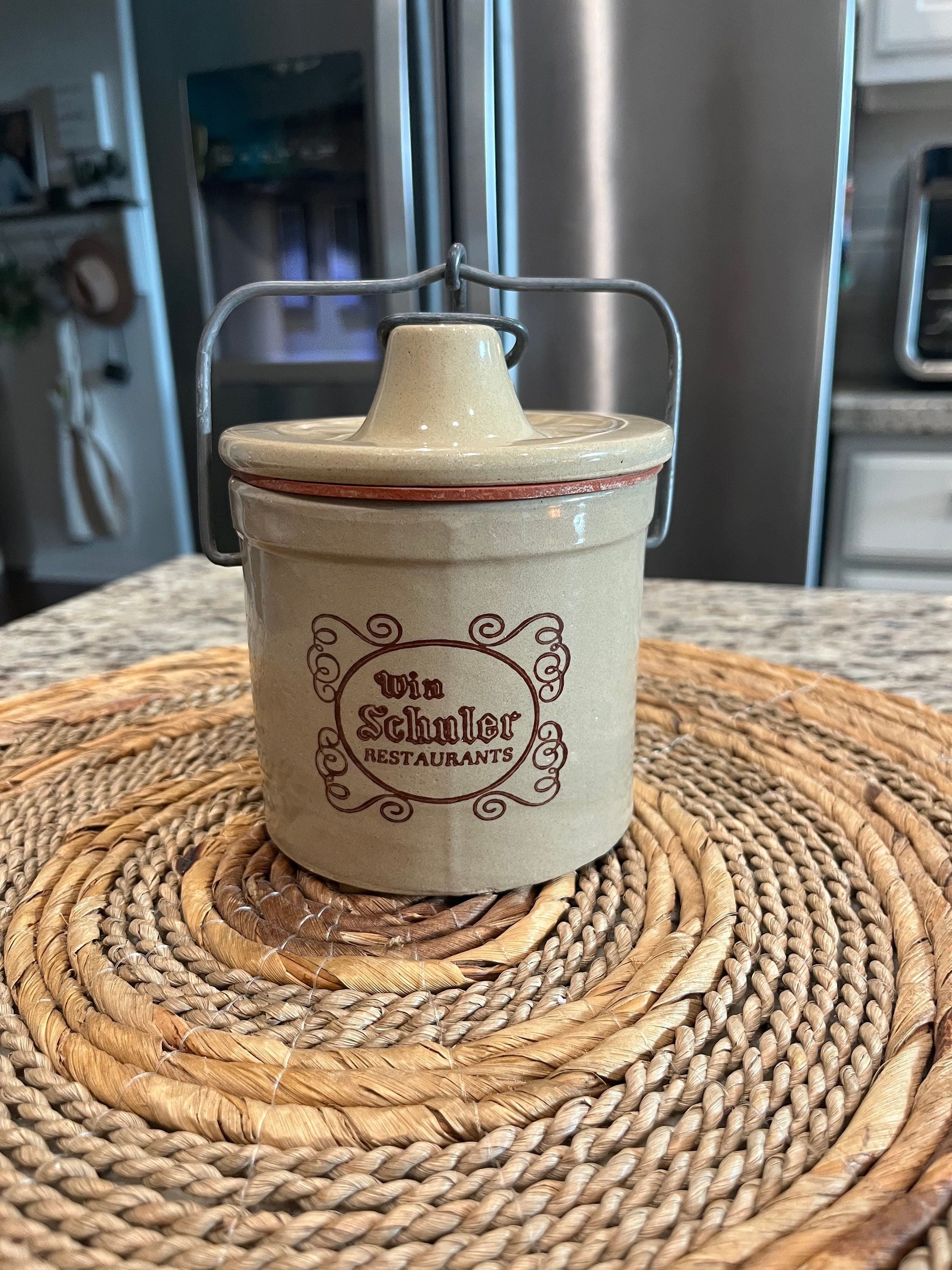 Vintage Win Schuler Restaurants Stoneware Butter Crock With Etsy