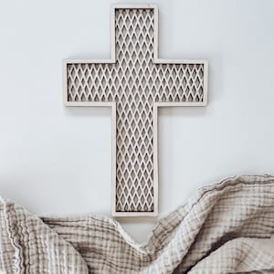 Wooden cross | Baptism | Faith | Blessed | Wiener Geflecht | Decoration