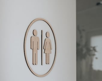 Toilettenschild aus Holz | selbstklebend | WC Schild | Gäste Toilette | Türschild