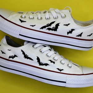 Gothic Flying Bats Converse / hand painted shoes/ custom Converse/Halloween shoes / Halloween costume / vampire bats / black and white shoes