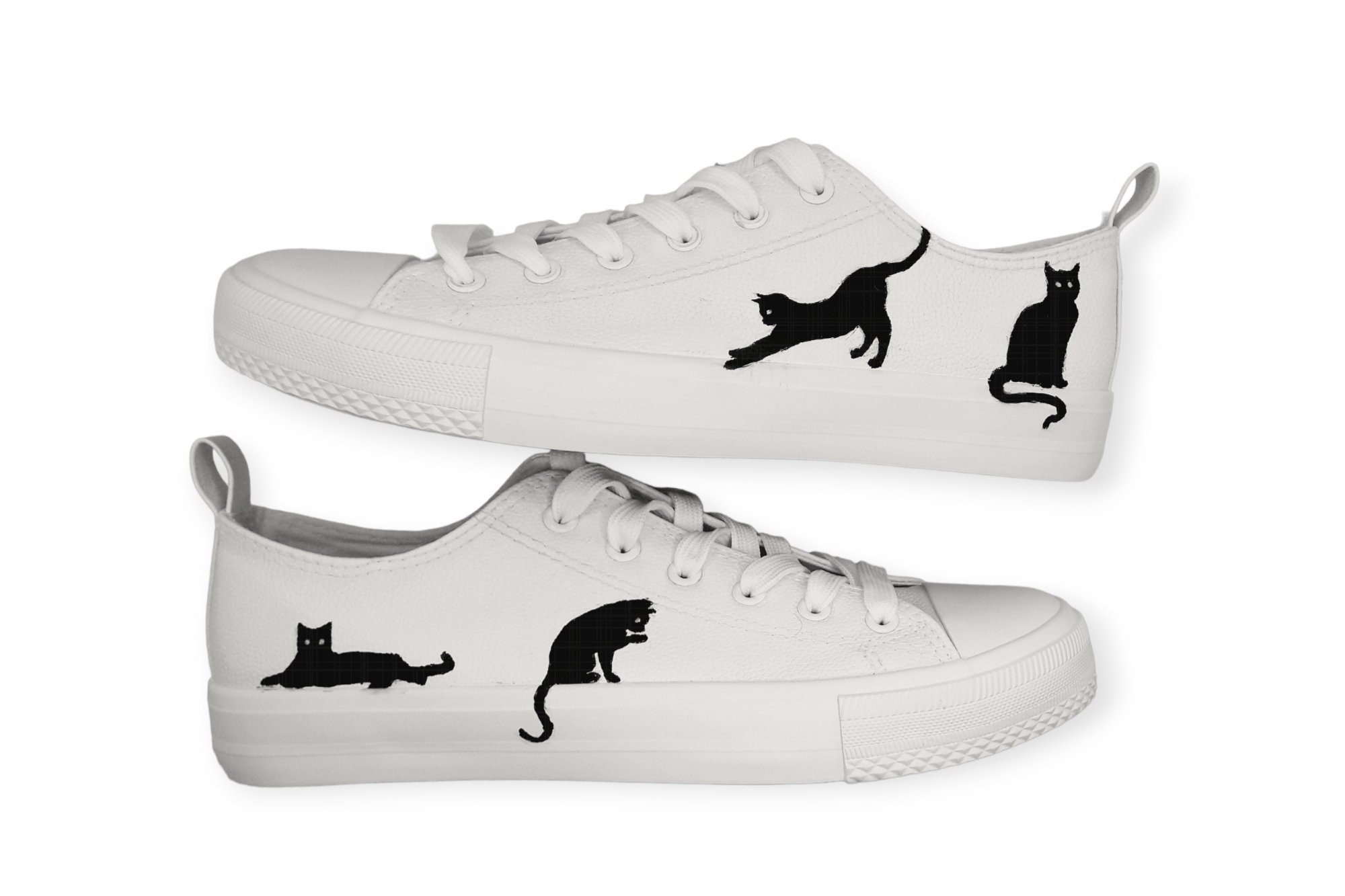 Black cat hand painted trainers/ Halloween costume / witches cat/ custom sneakers/ cat lovers gift