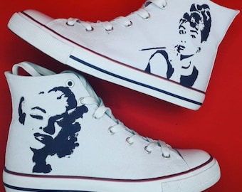 Bajo desvanecerse comprar Marilyn Monroe and Audrey Hepburn Custom High Top/black and - Etsy