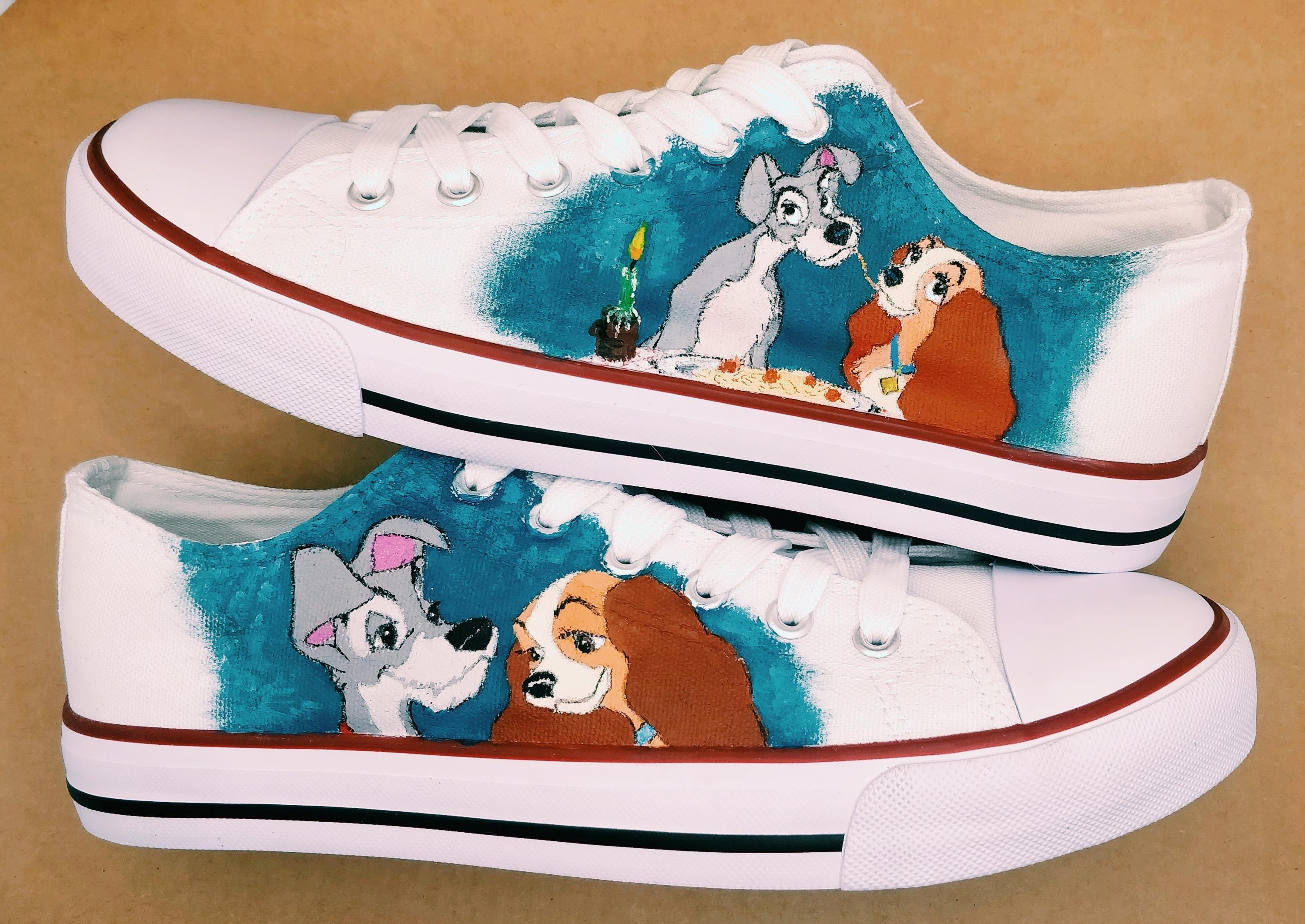 Disney Lady and the Tramp handpainted shoes/custom trainers/ Valentine's gift/personalisable