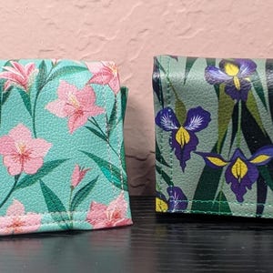Purple Iris Trifold Wallet, Pink Flowers, Girls, Ladies Gift