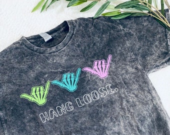 Hang Loose Skeleton Tshirt/Sweatshirt || comfort colors, gildan, mineral wash, hang loose, skeletons