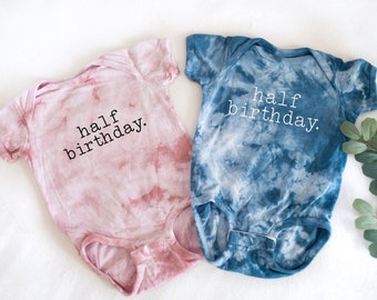 Tie Dye Half Birthday Onesie®/Bodysuit | half birthday boy, half birthday girl, 1/2 birthday, 6-month milestone